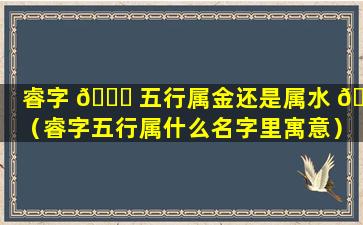 睿字 🍁 五行属金还是属水 🐴 （睿字五行属什么名字里寓意）